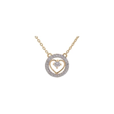 Collier cœur en plaqué or et oxydes de zirconium