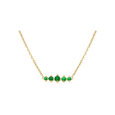 Collier plaqué or oxydes vert horizontal 38+4cm