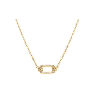 Collier plaqué or rectangle orné oxydes blancs 38+4cm