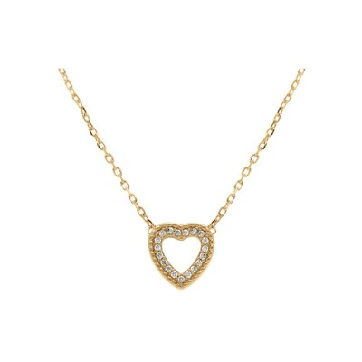 Collier plaqué or coeur oxydes blancs 38+4cm