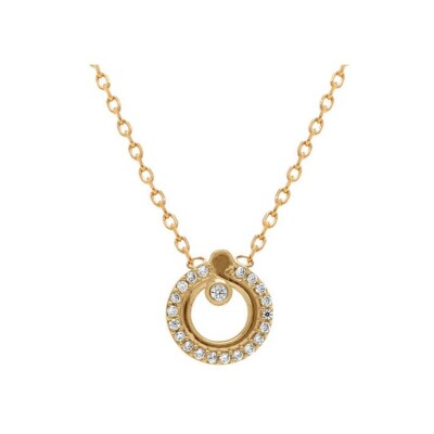 Collier plaqué or cercles oxydes blancs 38+4cm