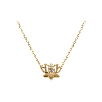Collier plaqué or fleur de lotus oxydes blancs 38+4cm