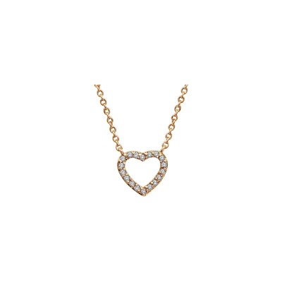 Collier cœur ajouré en plaqué or et pierres blanches