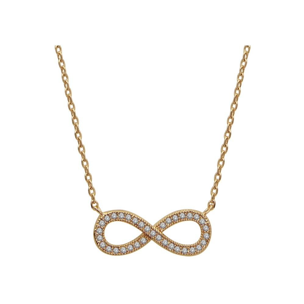 Collier infini en plaqué or et pierres blanches