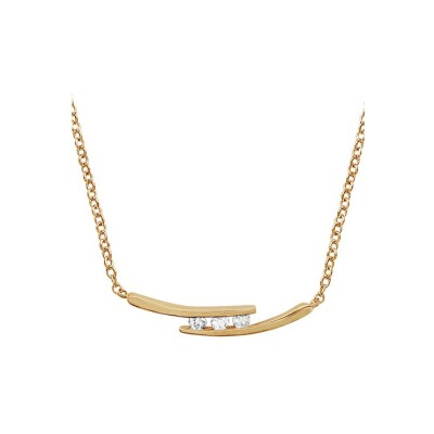 Collier plaqué or 2 branches 3 pierres blanches synthétique 45+3cm