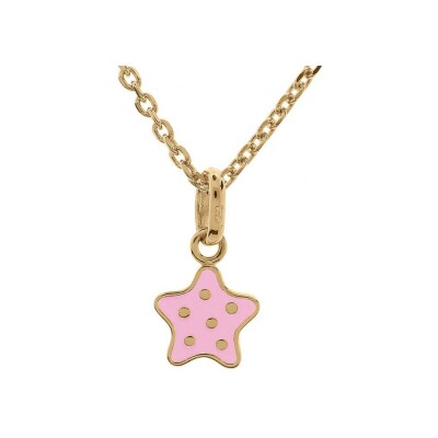 Collier plaqué or pendentif étoile a poids résine rose 36+2cm