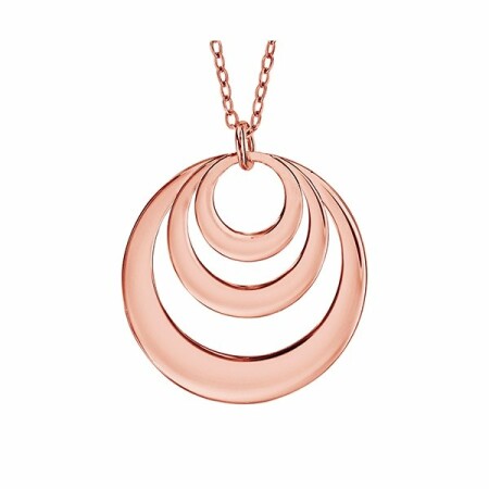 Collier plaqué or rose pendentif 3 cercles à graver 40+5cm