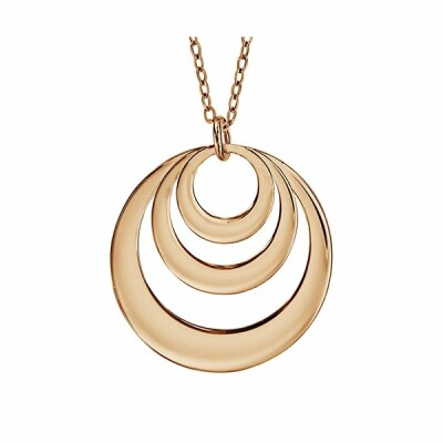 Collier femme plaqué or jaune pendentif 3 cercles à graver 40+5cm