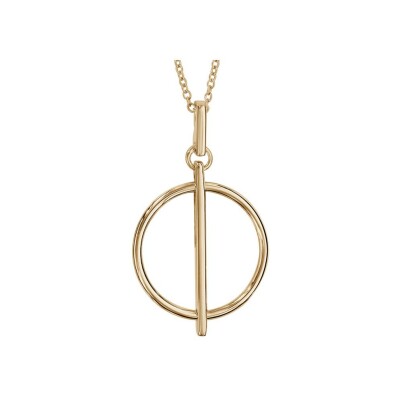 Collier plaqué or pendentif rond évidé avec baguette lisse 40+4cm
