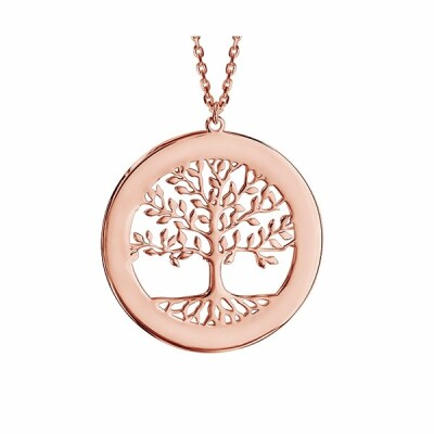 Collier plaqué or rose arbre de vie contour à graver 40+5cm