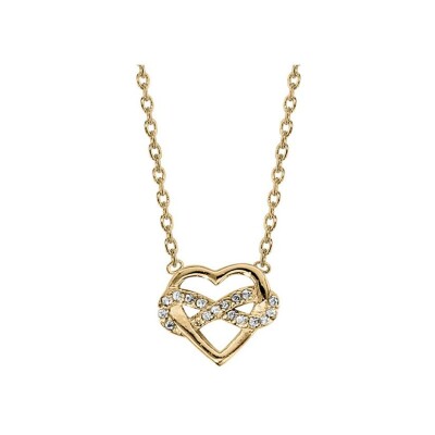 Collier plaqué or coeur infini oxydes blancs sertis 42cm