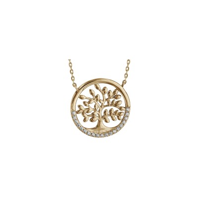 Collier Arbre de vie en plaqué or et oxydes de zirconium