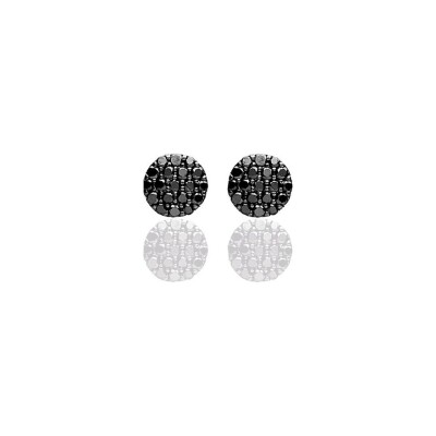 Puces d'oreilles One More Eolo en or blanc et diamants noirs