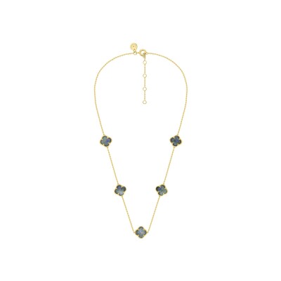Collier ras de cou Morganne Bello Songe en or jaune et labradorite
