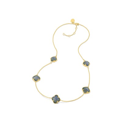 Collier ras de cou Morganne Bello Songe en or jaune et labradorite