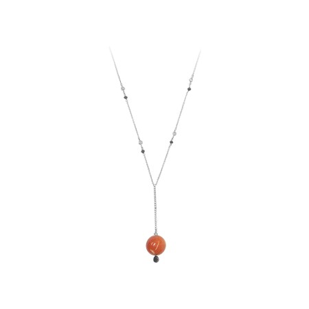 Collier Isabelle Barrier en or blanc, diamants et corail