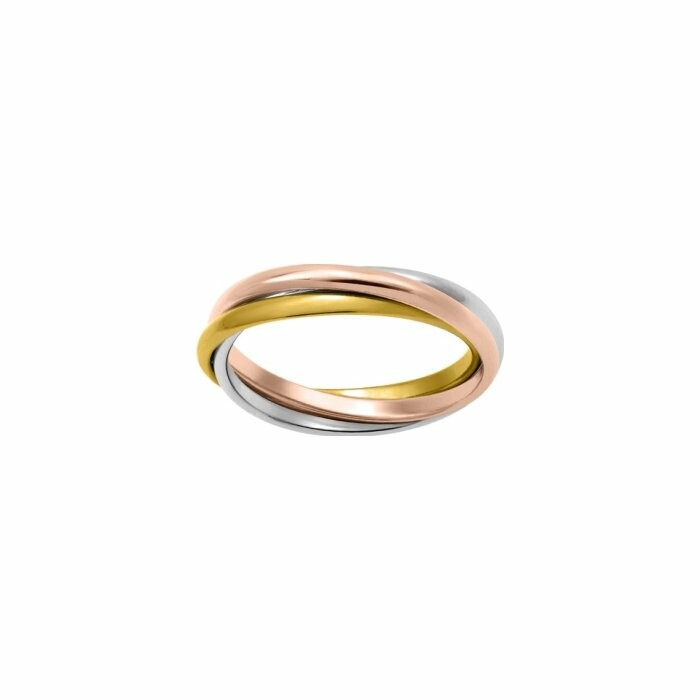 Alliance 3 anneaux légers en or jaune, or rose et or blanc