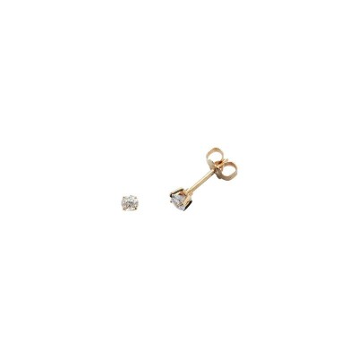 Boucles d'oreilles serti 4 griffes en or jaune et diamants de 0.10ct