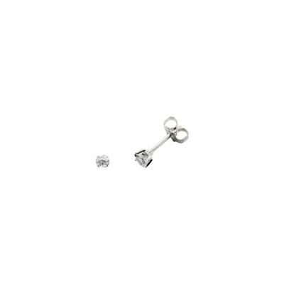 Boucles d'oreilles serti 4 griffes en or blanc et diamants de 0.16ct