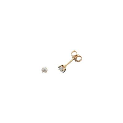 Boucles d'oreilles serti 4 griffes en or jaune et diamants de 0.25ct