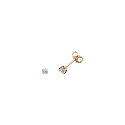 Boucles d'oreilles serti 4 griffes en or jaune et diamants de 0.30ct