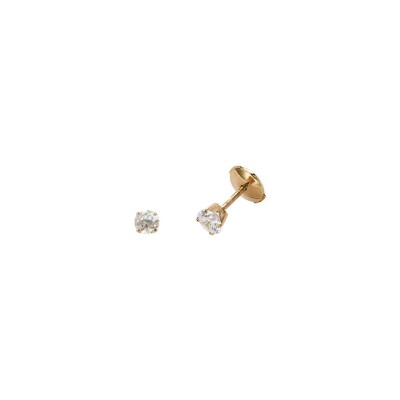Boucles d'oreilles serti 4 griffes en or jaune et diamants de 0.50ct