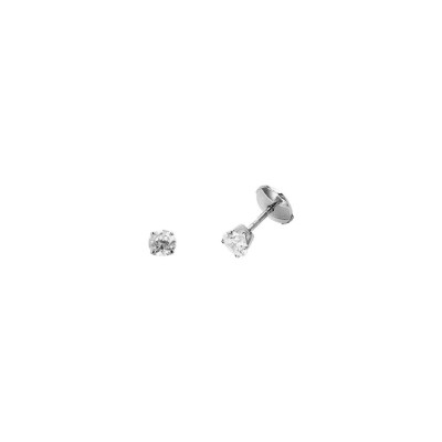 Boucles d'oreilles serti 4 griffes en or blanc et diamants de 0.50ct