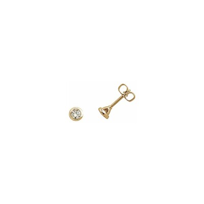 Boucles d'oreilles serti clos en or jaune et diamants de 0.20ct