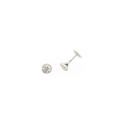 Boucles d'oreilles serti clos en or blanc et diamants de 0.40ct