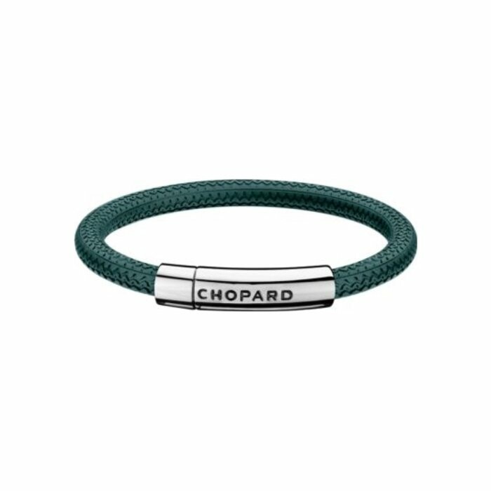 Bracelet Chopard Mille Miglia en caoutchouc vert et acier, taille M