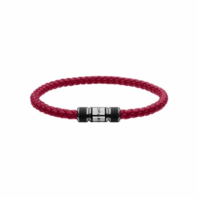 Bracelet Chopard Classic Racing en cuir rouge et acier, taille M