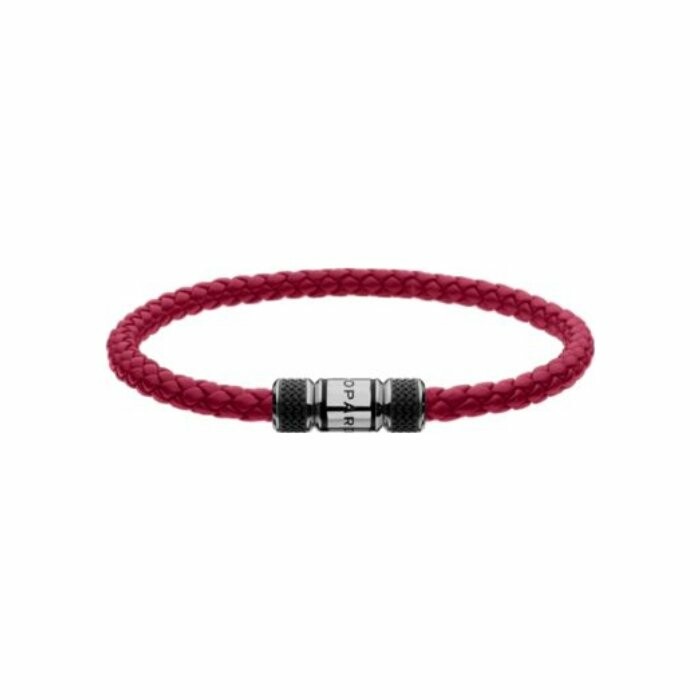 Bracelet Chopard Classic Racing en cuir rouge et acier, taille M