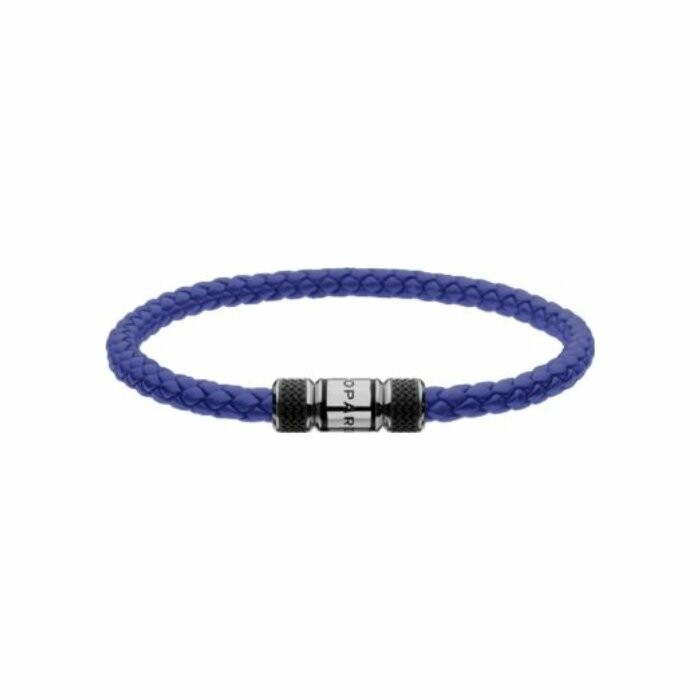 Chopard Classic Racing-Armband aus blauem Leder und Stahl, Größe M