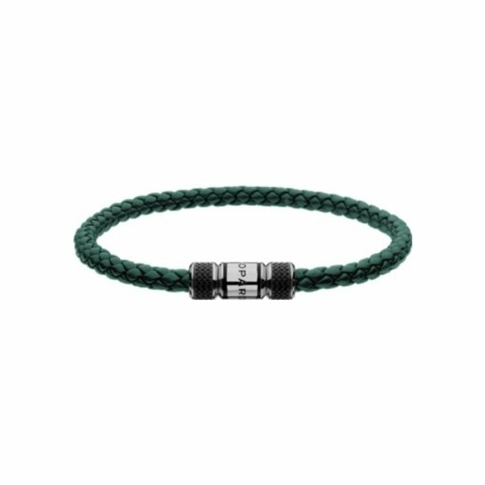 Bracelet Chopard Classic Racing en cuir vert et acier, taille M