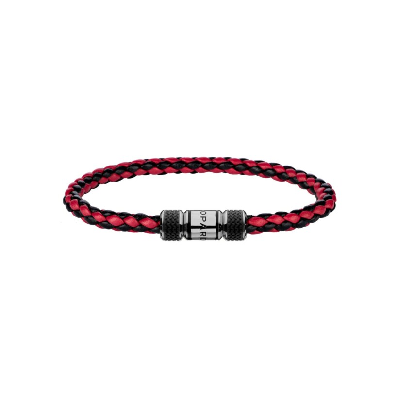 Bracelet Chopard Classic Racing en cuir rouge et noir et métal