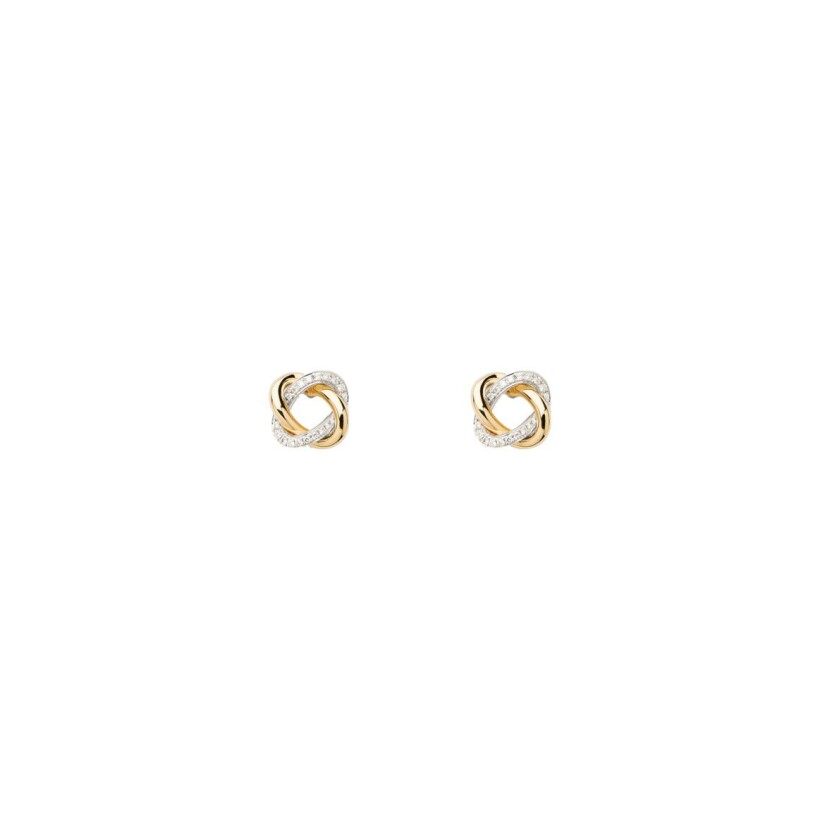 Boucles d'oreilles Poiray Tresse en or jaune, or blanc et diamants