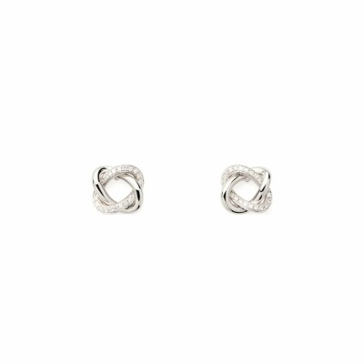 Boucles d'oreilles Poiray Tresse en or blanc et diamants