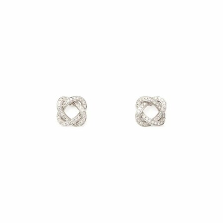 Boucles d'oreilles Poiray Tresse en or blanc et diamants