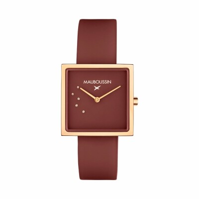 Montre Mauboussin L'Heure Caramel, griotte, carrée