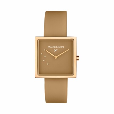 Montre Mauboussin L'Heure Caramel, praliné, carrée