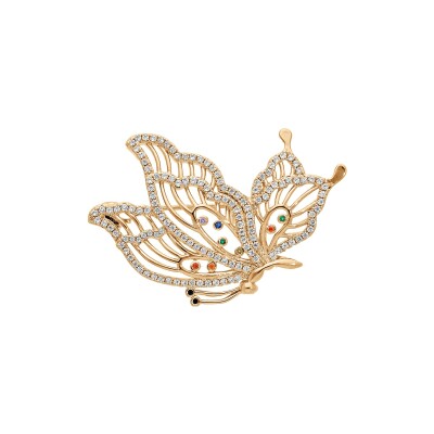 Broche en plaqué or et oxyde de zirconium