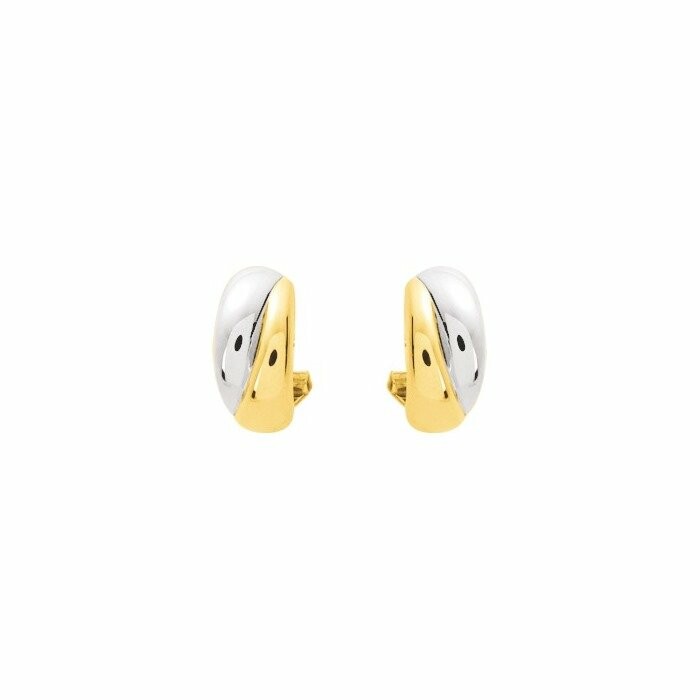 Boucles d'oreilles en or blanc rhodié et or jaune