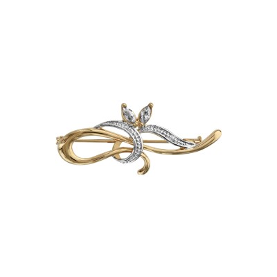 Broche en plaqué or et oxyde de zirconium