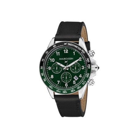 Montre Mauboussin Rage de vivre, cadran vert, bracelet cuir