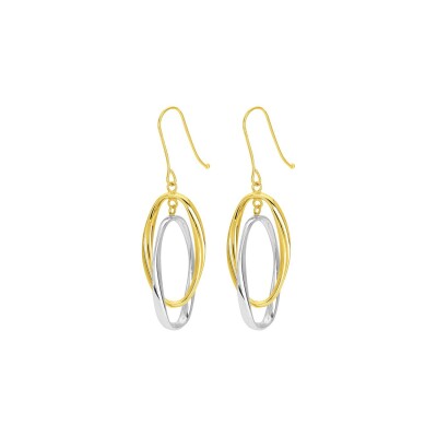 Boucles d'oreilles crochet en or jaune, or blanc