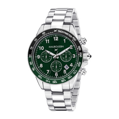 Montre Mauboussin Rage de vivre cadran vert, bracelet acier