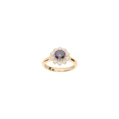Bague en plaqué or et oxydes de zirconium, taille 54