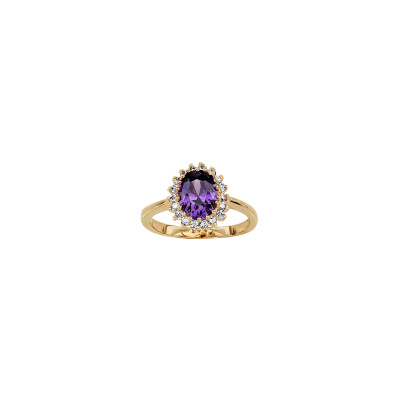 Bague en plaqué or et oxydes de zirconium