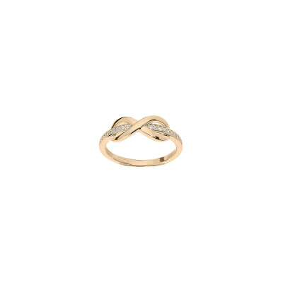 Bague infini en plaqué or et oxydes de zirconium, taille 56