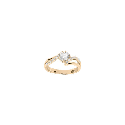 Bague en plaqué or et oxydes de zirconium, taille 54